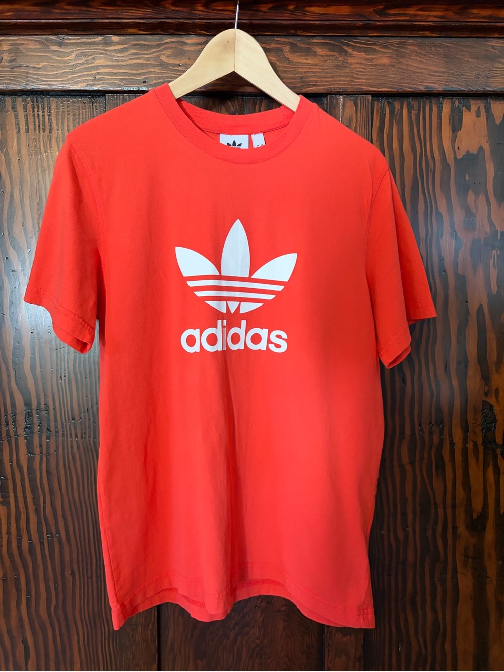 adidas Coral Red Trefoil Logo T‑Shirt